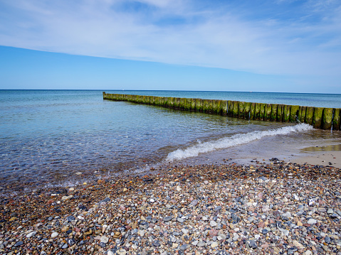 Mussel bank with groyne on the Baltic Sea