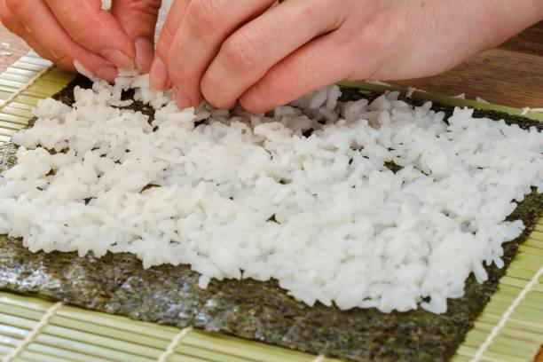istock Sushi roll seafood rice fish, restaurant asia. 1318600811