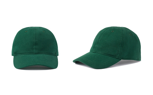 Green sport baseball cap isolated on white background