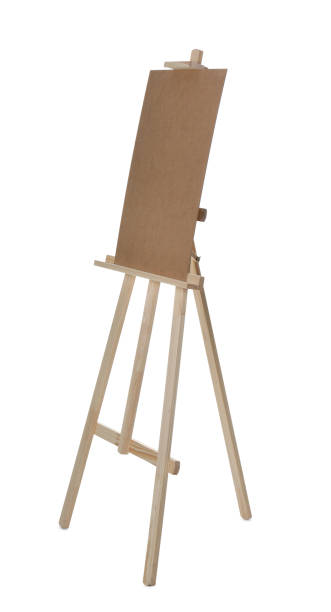 istock Empty wooden easel for painting isolated on white 1318603986