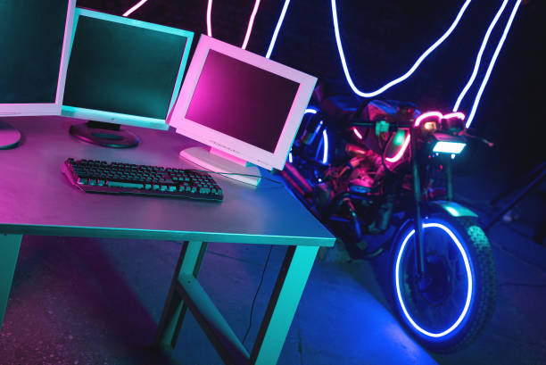 istock Sci fi motorbike laboratory. 1318604767