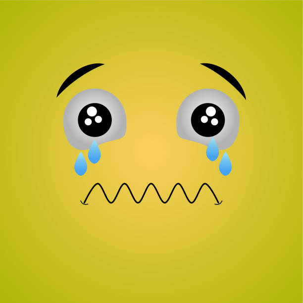 Cartoon face expression. Kawaii manga doodle character with mouth and eyes, sad cry face emotion, comic avatar isolated on yellow background. Emotion squared. Flat design. Cartoon face expression. Kawaii manga doodle character with mouth and eyes, sad cry face emotion, comic avatar isolated on yellow background. Emotion squared. Flat design. sour face stock illustrations