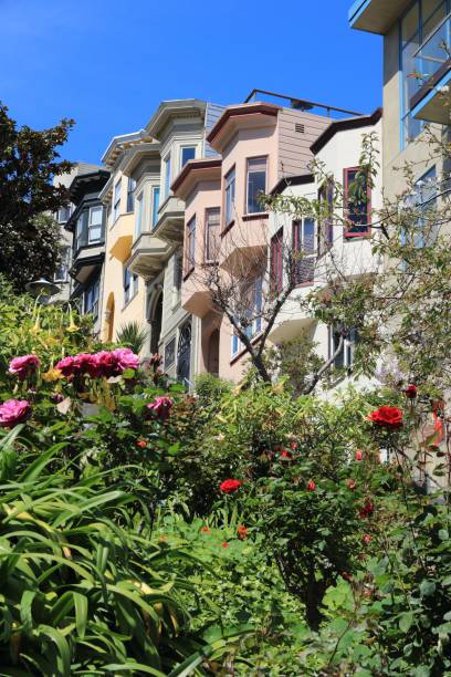 San Francisco city, California - residential architecture in Telegraph Hill area.