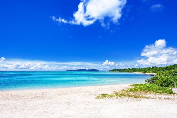 沖縄県竹富島の夏の海景 - 水平線 ストックフォトと画像