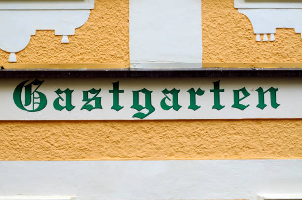 istock beer garden or schanigarten sign in german (Gastgarten) 1318616012