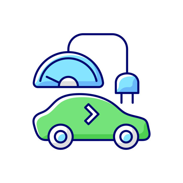 Level 1 charger RGB color icon Level 1 charger RGB color icon. Slowest way to charge battery of electronic vehicle. Long term charging station. Ecological transport. Isolated vector illustration cartoon of the mobile phone charger stock illustrations