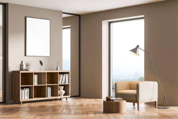 istock Living room interior with comfortable armchair and empty poster 1318622724