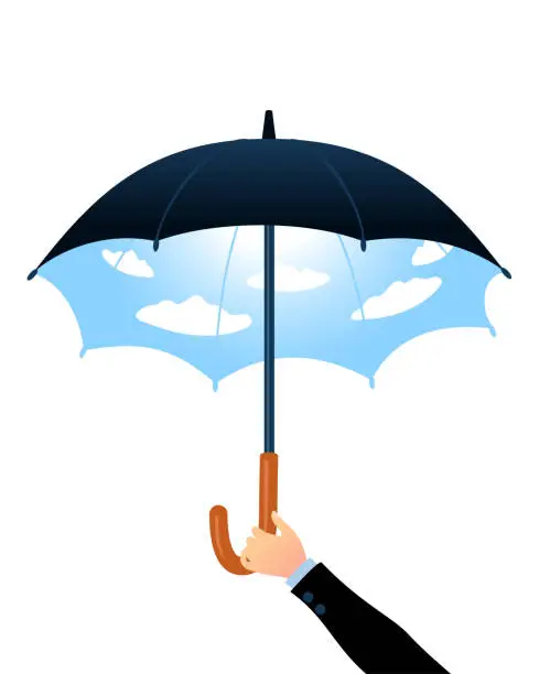 Vector illustration of Big umbrella with sky pattern