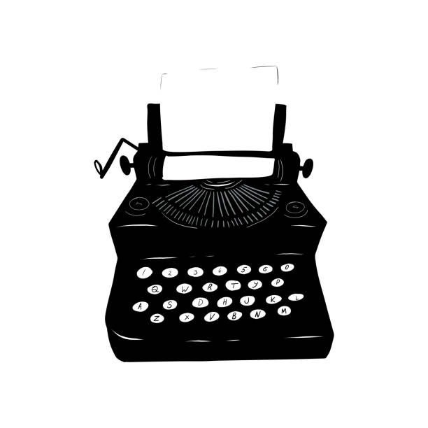 ilustrações, clipart, desenhos animados e ícones de ilustração vetorial retro da máquina de escrever feita à mão. - writing machine