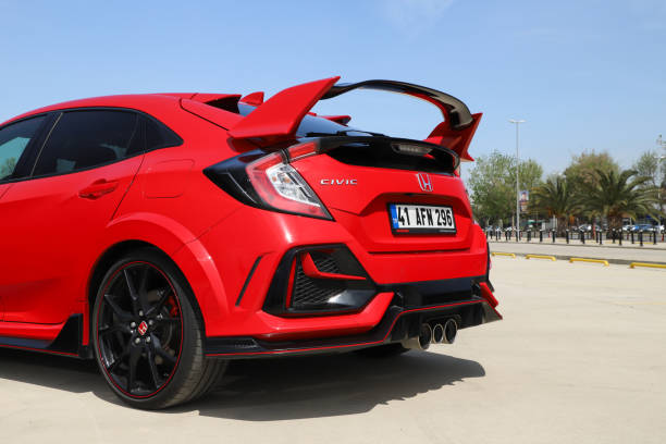 Honda Civic Type-R Istanbul, Turkey - April 27 2021 : Honda Civic is a line of cars manufactured by Honda. The design of Type R models was originally focused on race conditions, with an emphasis on minimizing weight. spoiler stock pictures, royalty-free photos & images