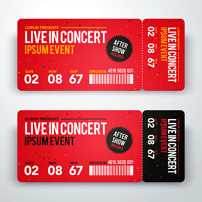 Vector illustration concert ticket design template for party or festival