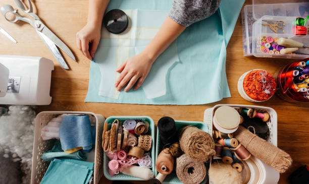 istock Directly Above Shot Of Woman Doing Needlework 1318629382