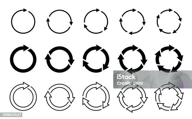 Стрелки — стоковая векторная графика и другие изображения на тему Символ стрелка - Символ стрелка, Знак направления движения, Круг
