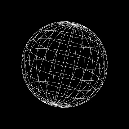 Vector wireframe sphere with editable stroke. Carefully layered and grouped for easy editing.