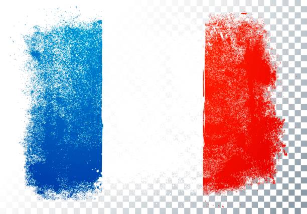 透明な背景上のブラシストロークテクスチャの孤立したフランスのフラグベクトルアイコン - brush stroke blue abstract frame点のイラスト素材／クリップアート素材／マンガ素材／アイコン素材