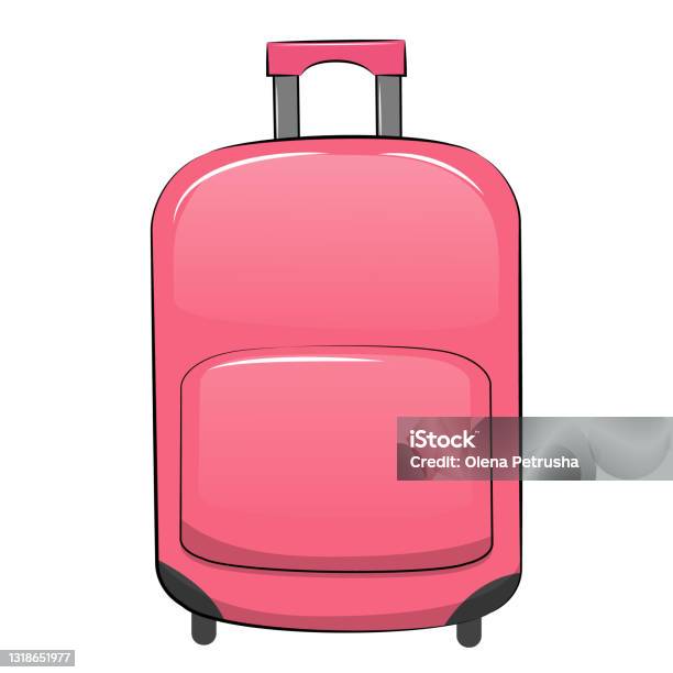 Cute Cartoon Pink Travel Suitcase Stock Illustration - Download Image Now -  Airport, Bag, Cartoon - iStock