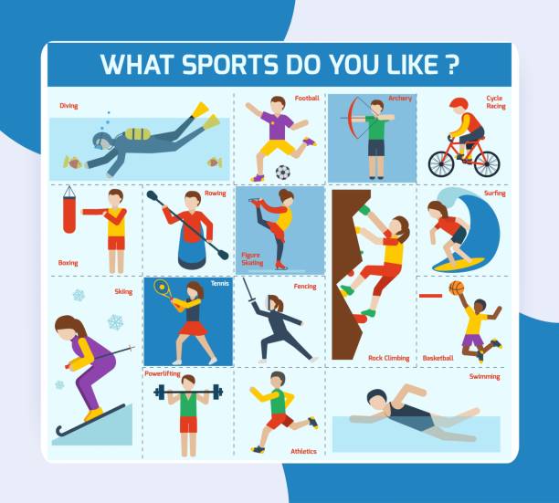 Sports icons set with cycle racing archery football swimming isolated vector Sports icons set with cycle racing archery football swimming isolated vector illustration fencing sport stock illustrations