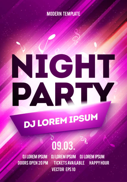 Vector Illustration Night Party Poster Template Design Vector Illustration Night Party Poster Template Design entertainment club stock illustrations