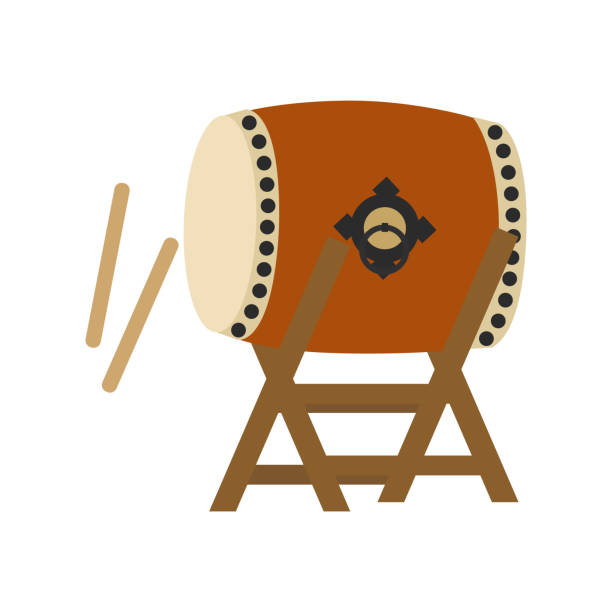 ilustraciones, imágenes clip art, dibujos animados e iconos de stock de icono de wadaiko - taiko drum