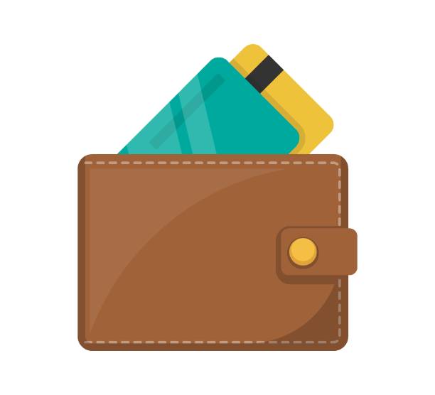 illustrations, cliparts, dessins animés et icônes de icône de portefeuille. portefeuille avec cartes bancaires. illustration vectorielle. - portefeuille