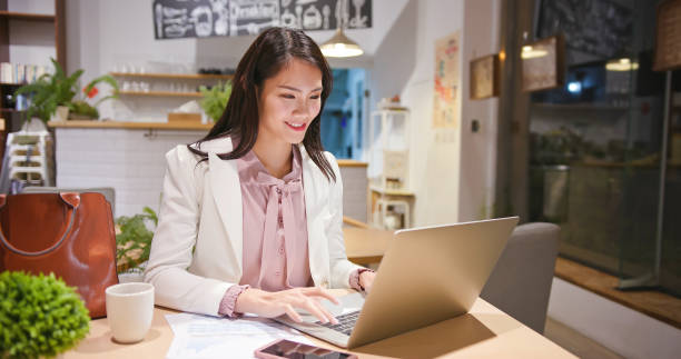 istock woman work at the cafe 1318660566