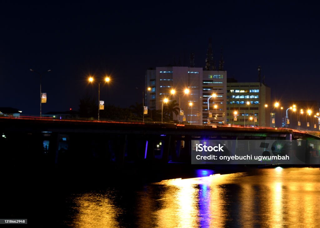 Just a night in the city of Lagos Lagos landscape Lagos - Nigeria Stock Photo