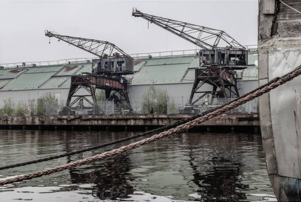 istock Two cranes along the river that retired after service from 1936 1318665414