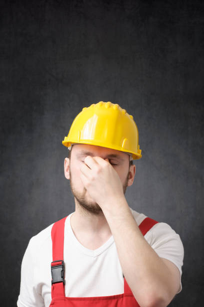 istock Portrait of a tired construction worker 1318666720