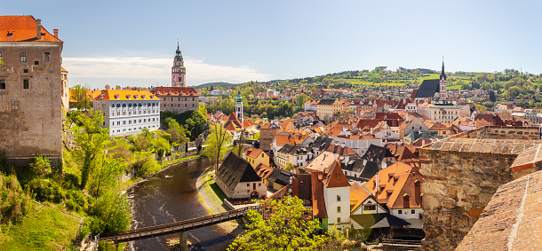 Cityscape panorama of historical city Cesky Krumlov