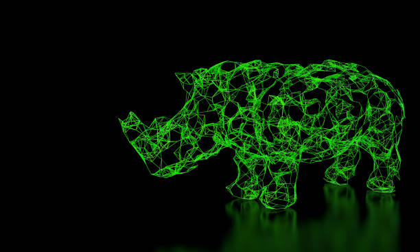 istock Green polygonal schematic rhino in plexus style. 1318669088