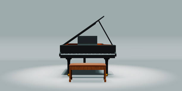 istock Piano and chair On a white background 3d illustration 1318672569