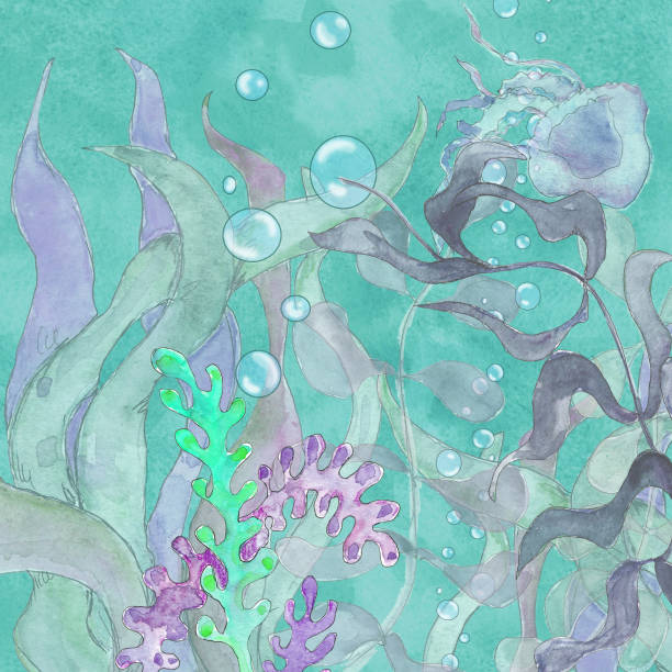 istock Watercolor underwater sea life whimsical children illustration 1318673219