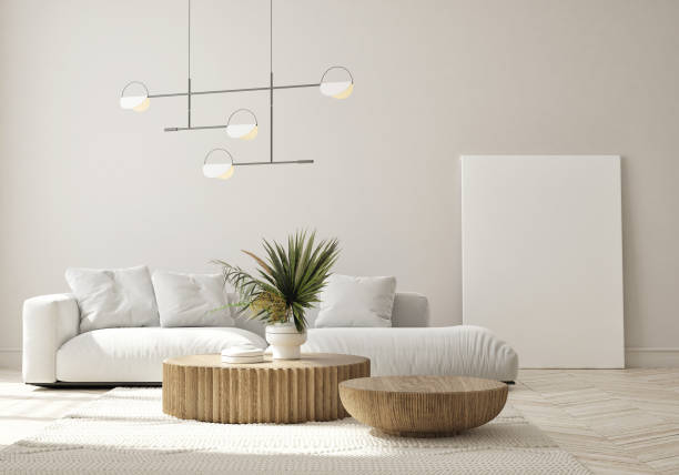 istock mock up poster frame in modern interior background, minimalistic style, 3D render 1318673534