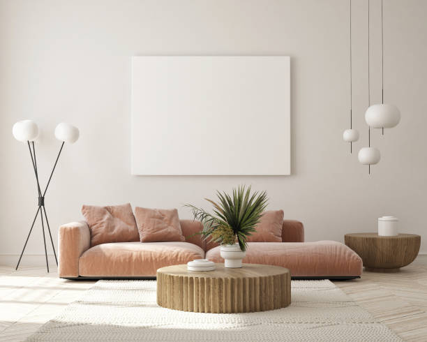 istock mock up poster frame in modern interior background, minimalistic style, 3D render 1318673539