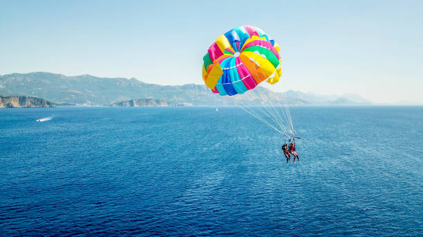 istock Boat with parachute aerial 1318681284