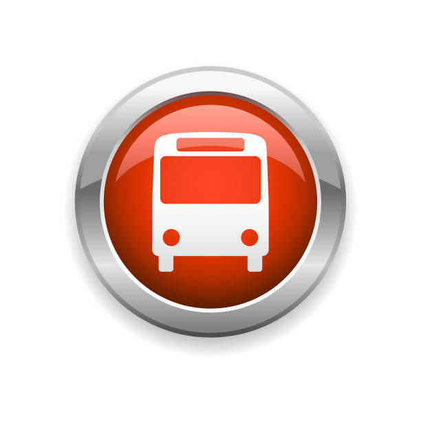 Bus Station Glossy Icon An illustration of bus station glossy icon for your web page, presentation, apps and design products. Vector format can be fully scalable & editable. coach bus stock illustrations