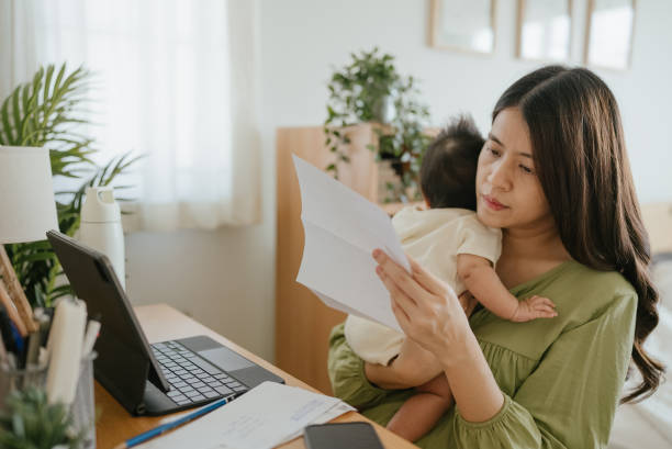 istock Female finances for family. 1318684813