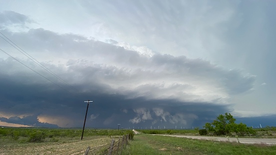 Supercell that had already produced a violent tornado before this image was taken. Image captured a few miles north of Sterling City at around 7:20pm