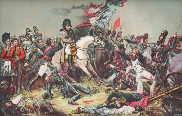 ilustrações, clipart, desenhos animados e ícones de waterloo por charles de steuben - século xix - batalha guerra