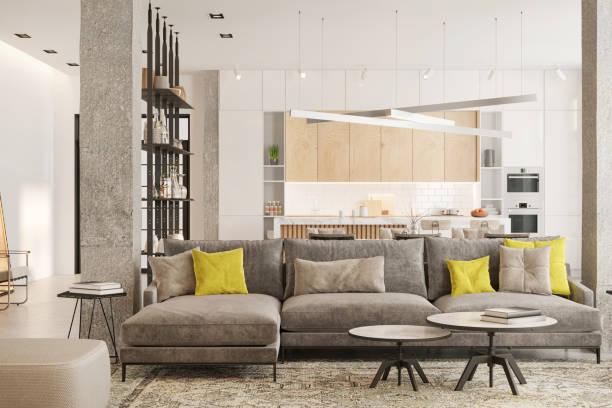 istock Modern loft apartment living room interior 1318688236