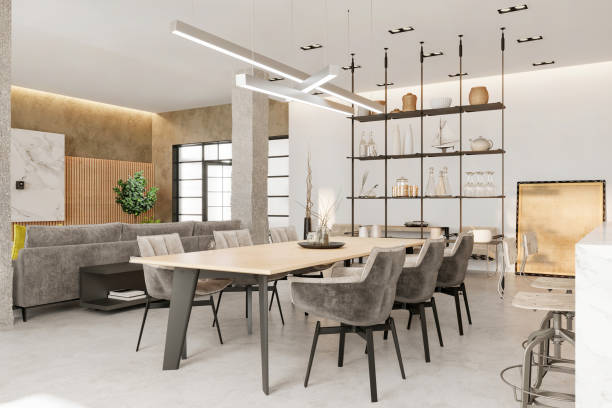 istock Modern loft apartment dining room interior 1318688336