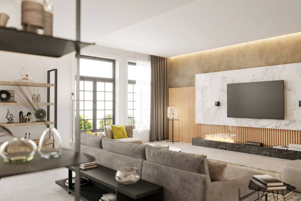 istock Modern loft apartment living room interior 1318688399