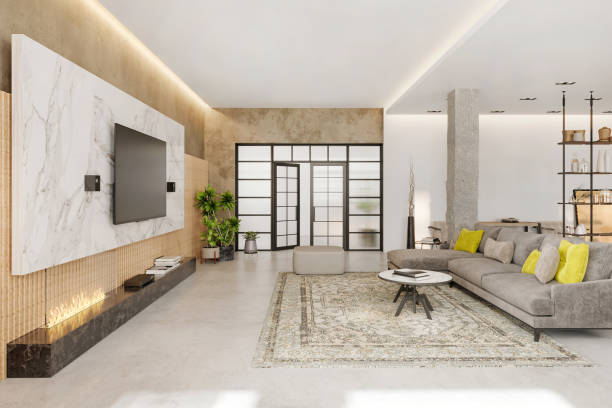 istock Modern loft apartment living room interior 1318688438
