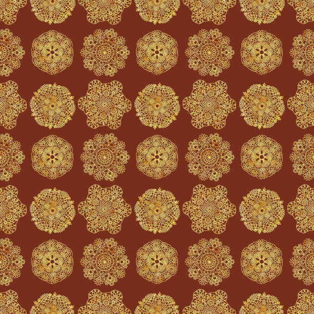 istock seamless pattern with lace, knitted napkins, folk background, wallpaper, scrapbooking, fabric 1318702185