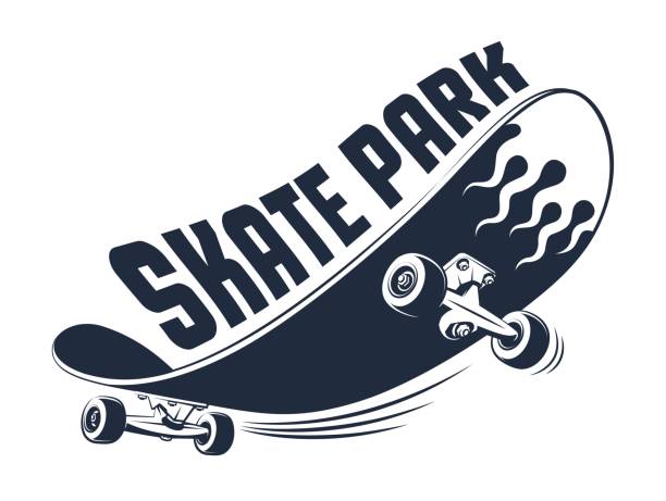 Funny skateboard. Skate park vintage icon Funny skateboard. Skate park vintage icon. Skateboarding retro emblem. Vector illustration. skateboarding stock illustrations