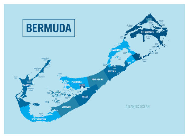 Bermuda country island political map. Detailed vector illustration with isolated provinces, departments, regions, states and cities easy to ungroup. Bermuda country island political map. Detailed vector illustration with isolated provinces, departments, regions, states and cities easy to ungroup. bermuda stock illustrations