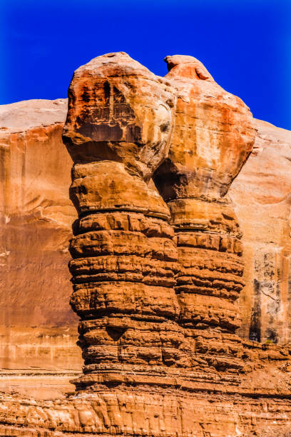 Colorful Orange Kissing Rocks Formation Canyon Desert Blanding Utah.