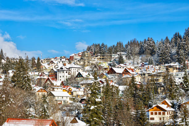 sinaia durante el invierno - sinaia fotografías e imágenes de stock