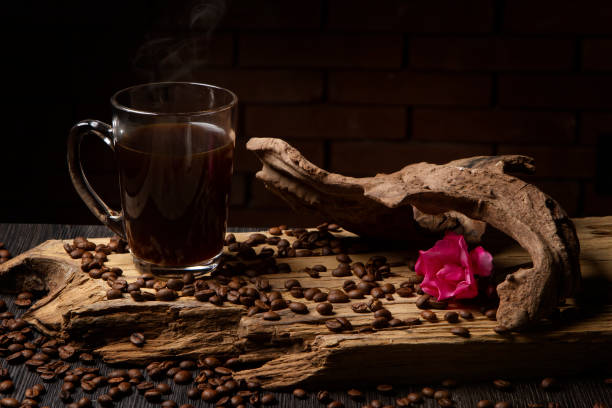 istock Cup of coffee on a rustic wood 1318712586