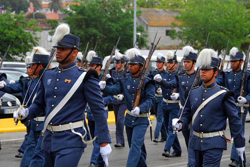 Salvador, Bahia, Brazil - September 07, 2022: Navy soldiers are seen waiting for the start of the Brazilian Independence Day parade in Salvador, Bahia.